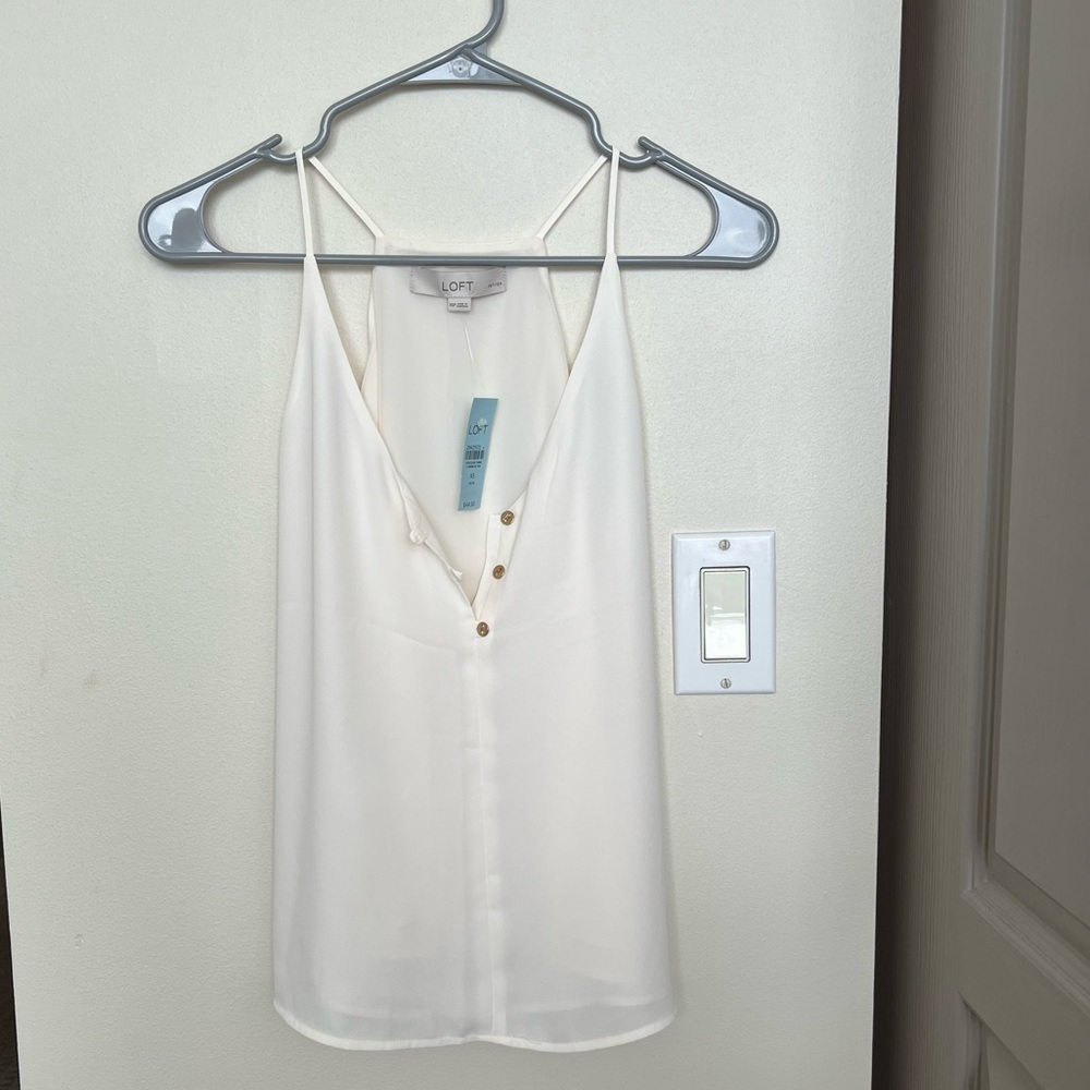 LOFT: white top, Petite XS ***NEW WITH TAGS***
